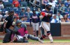 Atlanta Braves' Michael Harris II follows through on a home run during the eighth inning of a baseball game against the New York Mets, Saturday, June 13, 2026, in New York. (AP Photo/Noah K. Murray)