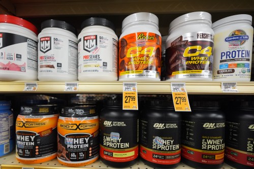 Protein products sit for sale at a grocery store, Wednesday, June 10, 2026, in Dallas. (AP Photo/LM Otero)