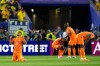 Ivory Coast's Amad Diallo (15) reacts with teammates following their World Cup Group E soccer match win over Ecuador in Philadelphia, Sunday, June 14, 2026. (AP Photo/Petr David Josek)