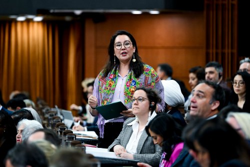 Minister of Indigenous Services Mandy Gull-Masty rises during question period in the House of Commons on Parliament Hill in Ottawa on Wednesday, May 27, 2026. THE CANADIAN PRESS/Spencer Colby