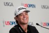 Jackson Kouvin speaks during a news conference at the U.S. Open golf tournament at Shinnecock Hills Golf Club in Southampton, N.Y., Monday, June 15, 2026.(AP Photo/David J. Phillip)