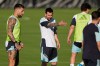 Argentina's Lionel Messi motions during practice for the the FIFA World Cup soccer tournament Thursday, June 11, 2026, in Kansas City, Kan. (AP Photo/Charlie Riedel)