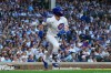 Chicago Cubs' Pete Crow-Armstrong watches his solo home run during the first inning of a baseball game against the Colorado Rockies in Chicago, Monday, June 15, 2026. (AP Photo/Nam Y. Huh)