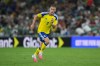 Sweden's Gustaf Lagerbielke (2) runs during the World Cup Group F soccer match between Sweden and Tunisia in Guadalupe, near Monterrey, Mexico, Sunday, June 14, 2026. (AP Photo/Moises Castillo)