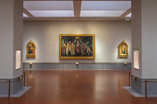 This picture made available Tuesday, June 16, 2026 shows a view of the renovated and refurbished Botticelli rooms, with Renaissance master Sandro Botticelli's paintings: 