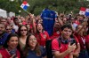 Panama soccer team fans cheer during the announcement of players selected for the World Cup tournament, in Panama City, Tuesday, May 26, 2026. (AP Photo/Matias Delacroix)