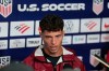 United States' Sebastian Berhalter speaks with the media before a training session ahead of the FIFA World Cup match against Australia in Irvine, Calif., Tuesday, June 16, 2026. (AP Photo/Andre Penner)