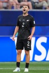 New Zealand's Tim Payne (2) shouts during the World Cup Group G soccer match between Iran and New Zealand in Inglewood, Calif., near Los Angeles, Monday, June 15, 2026. (AP Photo/Mark J. Terrill)