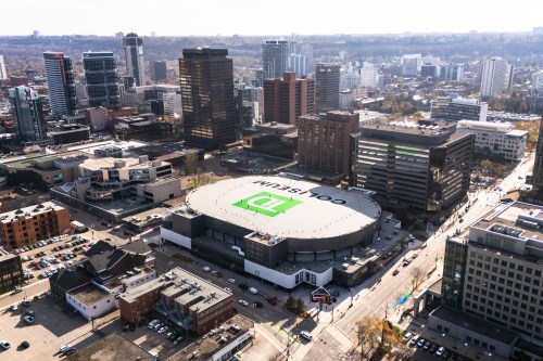 An aerial view of downtown Hamilton, Ont., Wednesday, Nov. 19, 2025. THE CANADIAN PRESS/Nick Iwanyshyn