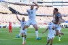Iraq's Aymen Hussein (18), celebrates scoring his side's first goal during the World Cup Group I soccer match between Iraq and Norway in Foxborough, Mass., near Boston, Tuesday, June 16, 2026. (AP Photo/Martin Meissner)