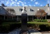 FILE - The bust of President Franklin D. Roosevelt stands in front of the Franklin D. Roosevelt Presidential Library and Museum in Hyde Park, N.Y., on Nov. 2, 2009. (AP Photo/Craig Ruttle, File)