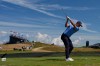 Justin Rose, of England, hits his tee shot on the 11th hole during a practice round for the U.S. Open golf tournament at Shinnecock Hills Golf Club in Southampton, N.Y., Wednesday, June 17, 2026.(AP Photo/David J. Phillip)