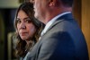 Alberta Premier Danielle Smith looks on during an announcement of a new affordability measure in Calgary, on Wednesday, June 17, 2026. THE CANADIAN PRESS/Jeff McIntosh