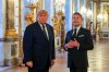 U.S. President Donald Trump, left, receives a tour of Chateau de Versailles from President Emmanuel Macron ahead of a dinner on Wednesday, June 17, 2026 in Versailles, France, after the G7 summit in Evian, France. (Anna Moneymaker/Pool Photo via AP)