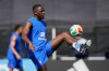 France's Ibrahima Konate exercises during a training session during the FIFA World Cup soccer tournament, at the France base camp in Waltham, Mass., near Boston, Friday, June 12, 2026. (AP Photo/Martin Meissner)