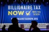FILE - A large banner is seen at a campaign event for a proposed 