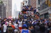 Fans celebrate during the New York Knicks' NBA championship parade Thursday, June 18, 2026, in New York. (AP Photo/Ryan Murphy)