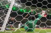 Mexico goalkeeper Raul Rangel (1) makes a save on the goal line during the World Cup Group A soccer match between Mexico and South Korea in Zapopan, near Guadalajara, Mexico, Thursday, June 18, 2026. (AP Photo/Fernando Llano)