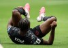 Canada's Ismael Kone rolls on the pitch after suffering a lower body injury during the second half of a World Cup Group B soccer match against Qatar, in Vancouver, on Thursday, June 18, 2026. THE CANADIAN PRESS/Ethan Cairns