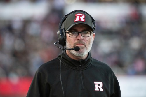 Ottawa Redblacks head coach Ryan Dinwiddie looks on during first half CFL pre-season football action against the Montreal Alouettes in Montreal, Friday, May 22, 2026. THE CANADIAN PRESS/Peter McCabe