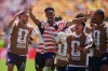 United States' Alex Freeman (16), second left, celebrates after scoring his side's second goal during the World Cup Group D soccer match between the United States and Australia in Seattle, Friday, June 19, 2026. (AP Photo/Manu Fernandez)