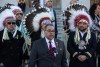 Leader of the Alberta NDP Naheed Nenshi speaks as First Nations chiefs, band councillors and elders gather to call on Premier Danielle Smith's government to stomp out the push for the province to leave Canada, at the Alberta legislature in Edmonton on Monday March 9, 2026. THE CANADIAN PRESS/Jason Franson