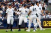 New York Yankees' Ben Rice celebrates with Jasson Domínguez (24) after hitting a three run home run during the second inning of a baseball game against the Cincinnati Reds, Friday, June 19, 2026, in New York. (AP Photo/Noah K. Murray)