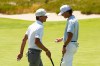 Miles Russell and Jackson Koivu walk on the 14th hole during the third round of the U.S. Open golf tournament at Shinnecock Hills Golf Club in Southampton, N.Y., Saturday, June 20, 2026.(AP Photo/Seth Wenig)