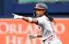 Washington Nationals' CJ Abrams celebrates as he rounds the bases after hitting a home run during the second inning of a baseball game against the Tampa Bay Rays, Saturday, June 20, 2026, in St. Petersburg, Fla. (AP Photo/Jason Behnken)