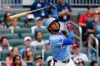 Atlanta Braves' Ozzie Albies watches his winning two-run home run against the Milwaukee Brewers during the ninth inning of a baseball game, Saturday, June 20, 2026, in Atlanta. (AP Photo/Erik S. Lesser)