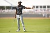Sahith Theegala reacts after missing a putt on the fourth hole during the third round of the U.S. Open golf tournament at Shinnecock Hills Golf Club in Southampton, N.Y., Saturday, June 20, 2026.(AP Photo/George Walker IV)
