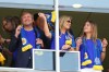 Netherlands King Willem-Alexander, left, Queen Máxima and Princess Ariane, right, watch the World Cup Group E soccer match between Ecuador y Curacao in Kansas City, Mo., Saturday, June 20, 2026. (AP Photo/Ed Zurga)