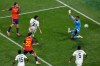Spain's Mikel Oyarzabal, top left, scores his side's second goal against Saudi Arabia during the World Cup Group H soccer match in Atlanta, Sunday, June 21, 2026. (AP Photo/Butch Dill)
