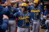 Milwaukee Brewers' William Contreras (24) celebrates after batting in three runs during the second inning of a baseball game against the Atlanta Braves, Sunday, June 21, 2026, in Atlanta. (AP Photo/Erik Rank)