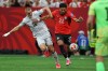New Zealand's Finn Surman (16) and Egypt's Omar Marmoush (22) compete for the ball during the World Cup Group G soccer match between New Zealand and Egypt in Vancouver, British Columbia, Sunday, June 21, 2026. (AP Photo/Kaleb Tatum)