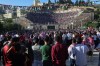 Jordanian soccer fans watch the World Cup match between Jordan and Austria on a large screen at the Roman Amphitheater in downtown Amman, Jordan, early Wednesday, June 17, 2026. (AP Photo/Raad Adayleh)