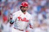 Philadelphia Phillies' Kyle Schwarber reacts after hitting a three-run home run during the second inning of a baseball game against the New York Mets, Sunday, June 21, 2026, in Philadelphia. (AP Photo/Chris Szagola)