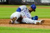 Chicago Cubs' pitcher Edward Cabrera (30) reacts after an injury during the fifth inning of a baseball game against the New York Mets , Tuesday, June 23, 2026, in New York. (AP Photo/Noah K. Murray)