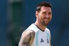 Argentina's Lionel Messi walks to training for the the World Cup soccer tournament Tuesday, June 23, 2026, in Kansas City, Kan. (AP Photo/Charlie Riedel)