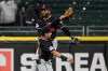 Cleveland Guardians center fielder Steven Kwan, front, and right fielder Kahlil Watson celebrate after a baseball game against the Chicago White Sox, Wednesday, June 24, 2026, in Chicago. (AP Photo/Matt Marton)