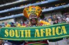South African soccer fan Mama Joy cheers ahead of the World Cup Group A soccer match between South Africa and South Korea in Guadalupe, near Monterrey, Mexico, Wednesday, June 24, 2026. (AP Photo/Matias Delacroix)