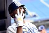 Tampa Bay Rays' Junior Caminero signals three as he celebrates his three-run home run during the eighth inning of a baseball game against the Kansas City Royals, Thursday, June 25, 2026, in St. Petersburg, Fla. Caminero had three home runs during the game. (AP Photo/Jason Behnken)