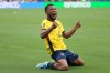 Ecuador's Pedro Vite celebrates Ecuador's Gonzalo Plata scoring his side's second goal against Germany during the second half of a World Cup Group E soccer match in East Rutherford, N.J., near New York, Thursday, June 25, 2026. (AP Photo/Pamela Smith)