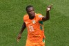 Ivory Coast's Nicolas Pepe (19) celebrates after scoring the opening goal during the World Cup Group E soccer match between Curacao and Ivory Coast in Philadelphia, Thursday, June 25, 2026. (AP Photo/Matt Slocum)