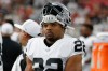 FILE - Oakland Raiders running back Doug Martin looks on during an NFL preseason football game against the Arizona Cardinals, Aug. 15, 2019, in Glendale, Ariz. (AP Photo/Rick Scuteri, File)