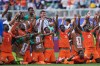 Ivory Coast players celebrate at the end of the World Cup Group E soccer match between Curacao and Ivory Coast in Philadelphia, Thursday, June 25, 2026. (AP Photo/Matt Rourke)