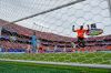 Netherlands' Brian Brobbey (19) celebrates after Tunisia's Ellyes Skhiri (17) scored an own goal during the World Cup Group F soccer match between Tunisia and the Netherlands in Kansas City, Mo., Thursday, June 25, 2026. (AP Photo/Charlie Riedel)