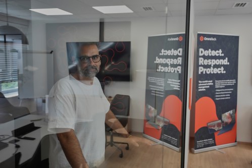 Ioannis Lantounis, head of OroraTech's Greek operations, stands inside the company's Athens office on Thursday, June 18, 2026, as Greece integrates a new constellation of wildfire-detection satellites into its national firefighting system. (AP Photo/Petros Giannakouris)
