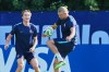 Norway's Erling Haaland exercises with his team during a training session in Foxborough, Mass., near Boston, ahead of the World Cup Group I soccer match between Norway and France, Thursday, June 25, 2026. (AP Photo/Martin Meissner)