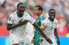 Senegal's Pape Gueye (26) celebrates their third goal during the World Cup Group I soccer match between Senegal and Iraq in Toronto, Friday, June 26, 2026. (AP Photo/Stephanie Scarbrough)